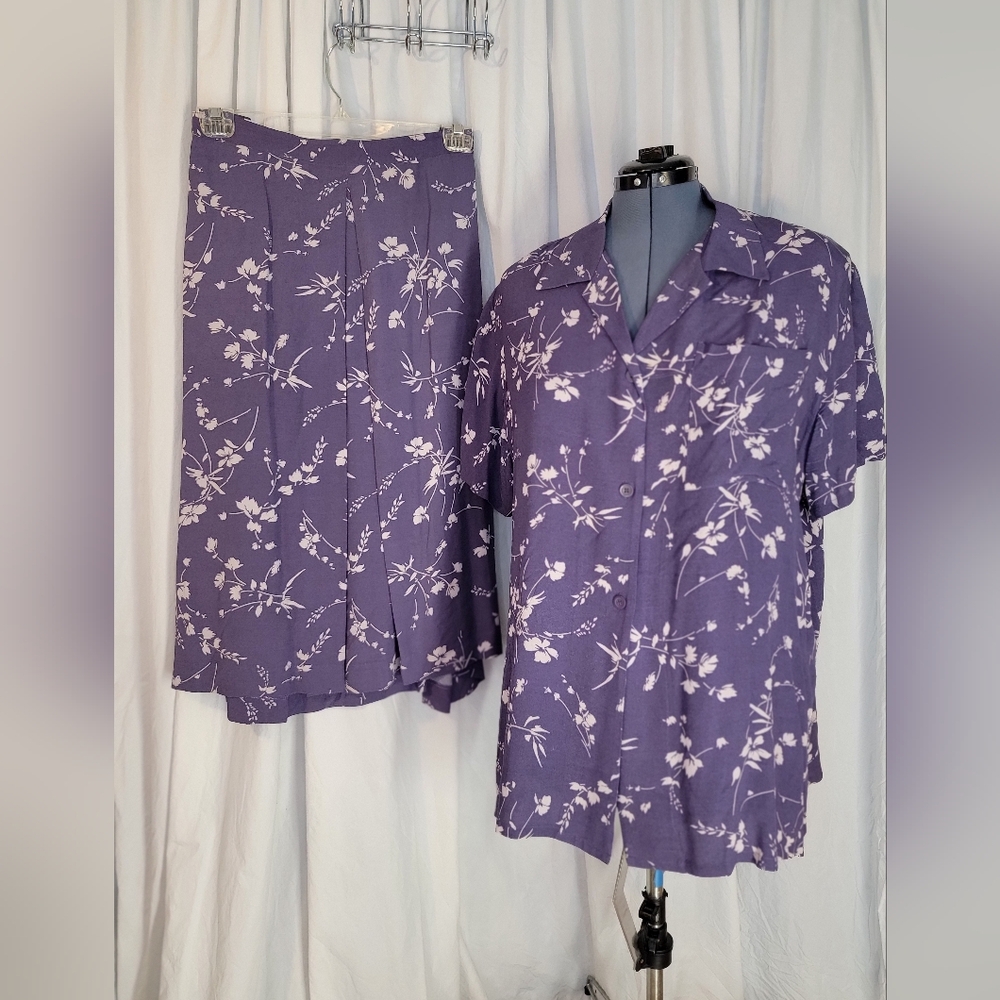 Purple Floral Two-Piece Set